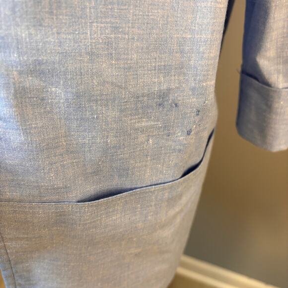 Vintage Season Ticket Open Blazer Chambray Blue Pockets Notched Lapel Medium - Picture 7 of 8